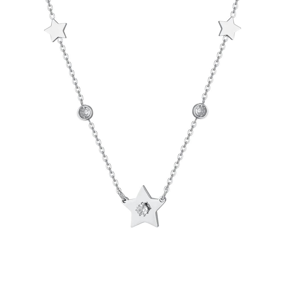Luca Barra -  COLLANA DONNA IN ACCIAIO STELLE E ZIRCONI in Collane Alba Gioielli - Casoria, commercioVirtuoso.it