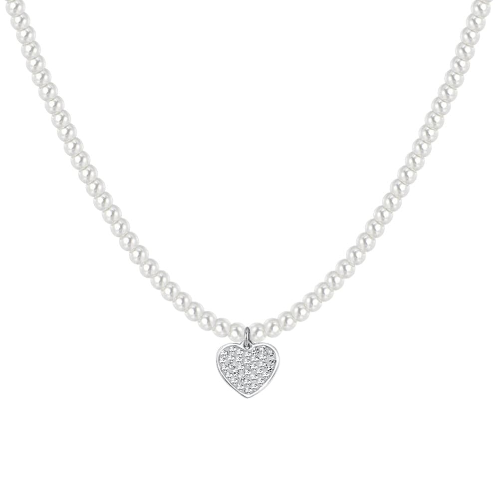 Luca Barra -  COLLANA DONNA IN ACCIAIO PERLE E CUORE in Collane Alba Gioielli - Casoria, commercioVirtuoso.it