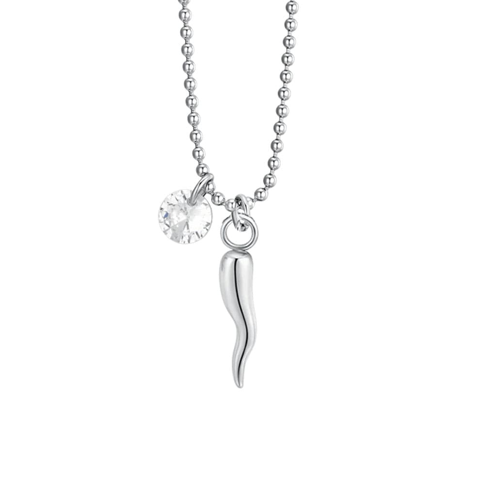 Luca Barra -  COLLANA DONNA IN ACCIAIO CORNO E ZIRCONE in Collane Alba Gioielli - Casoria, commercioVirtuoso.it