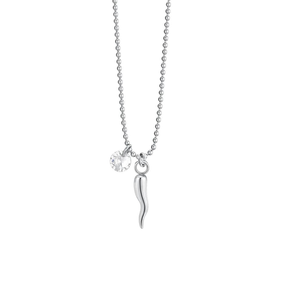 Luca Barra -  COLLANA DONNA IN ACCIAIO CORNO E ZIRCONE in Collane Alba Gioielli - Casoria, commercioVirtuoso.it