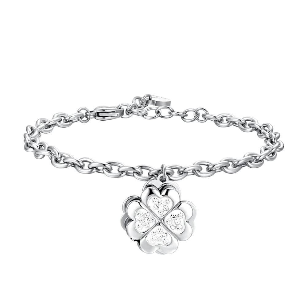 Luca Barra - BRACCIALE DONNA IN ACCIAIO QUADRIFOGLIO GIREVOLE in Bracciali Alba Gioielli - Casoria, commercioVirtuoso.it