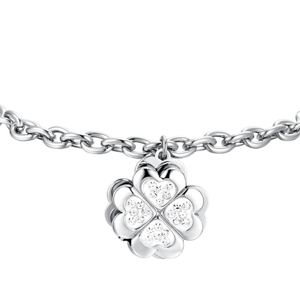 Luca Barra - BRACCIALE DONNA IN ACCIAIO QUADRIFOGLIO GIREVOLE in Bracciali Alba Gioielli - Casoria, commercioVirtuoso.it