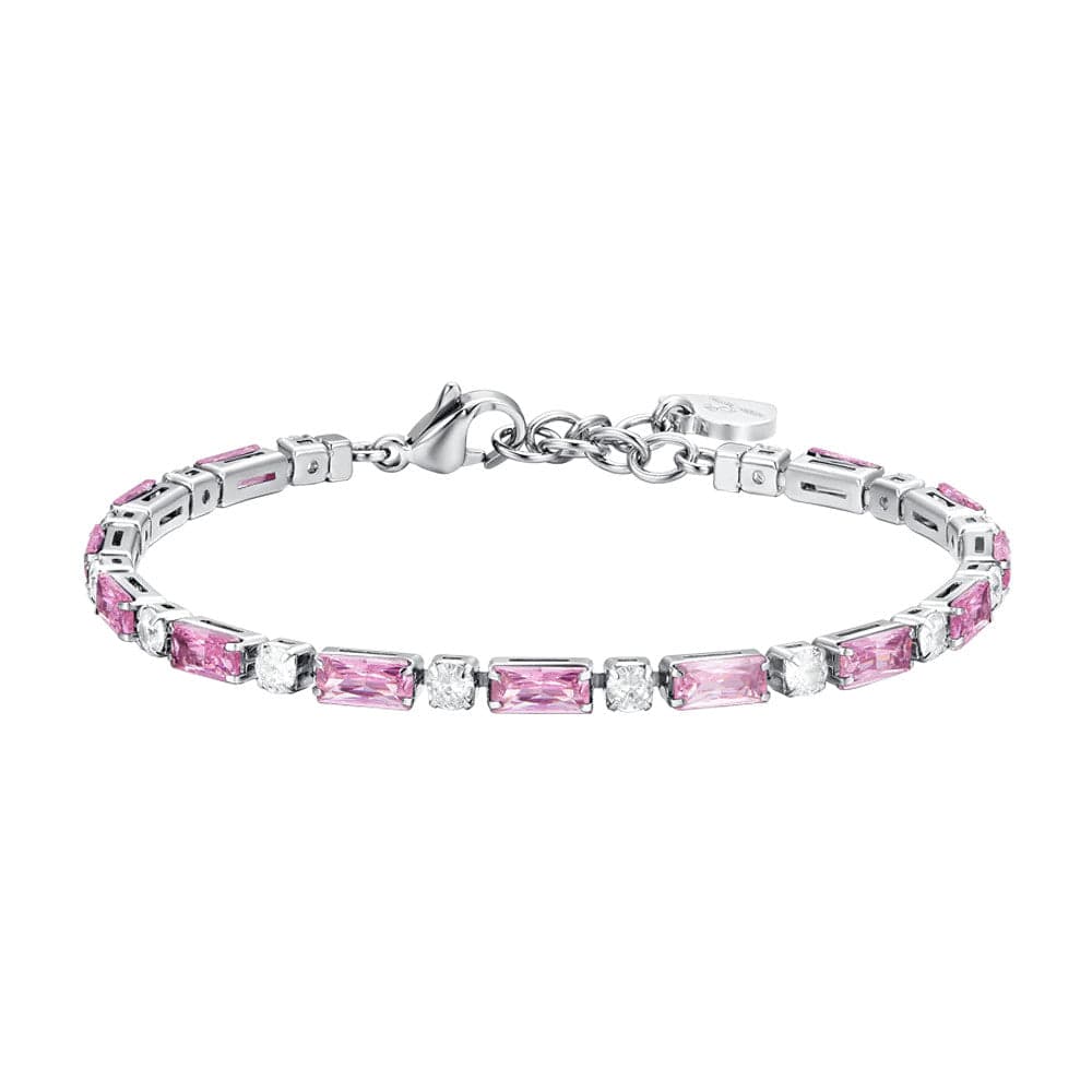 Luca Barra - BRACCIALE TENNIS DONNA IN ACCIAIO ZIRCONI ROSA in Bracciali Alba Gioielli - Casoria, commercioVirtuoso.it