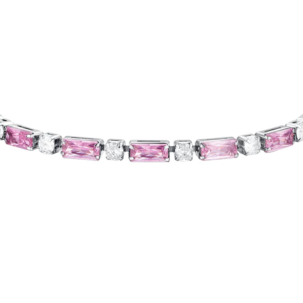 Luca Barra - BRACCIALE TENNIS DONNA IN ACCIAIO ZIRCONI ROSA in Bracciali Alba Gioielli - Casoria, commercioVirtuoso.it