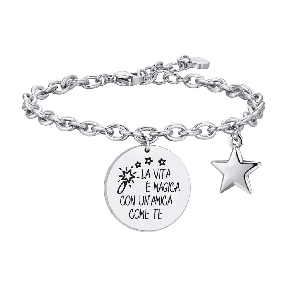 Luca Barra - BRACCIALE DONNA IN ACCIAIO LA VITA E' MAGICA in Bracciali Alba Gioielli - Casoria, commercioVirtuoso.it