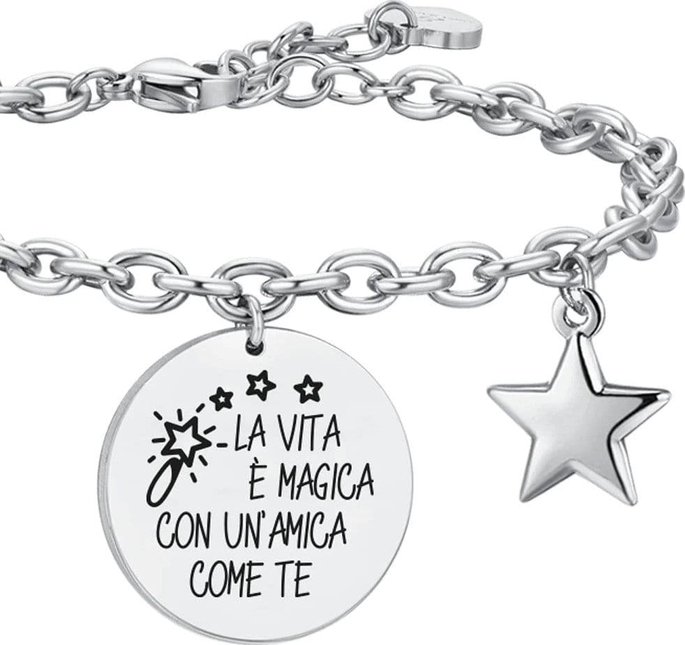 Luca Barra - BRACCIALE DONNA IN ACCIAIO LA VITA E' MAGICA in Bracciali Alba Gioielli - Casoria, commercioVirtuoso.it