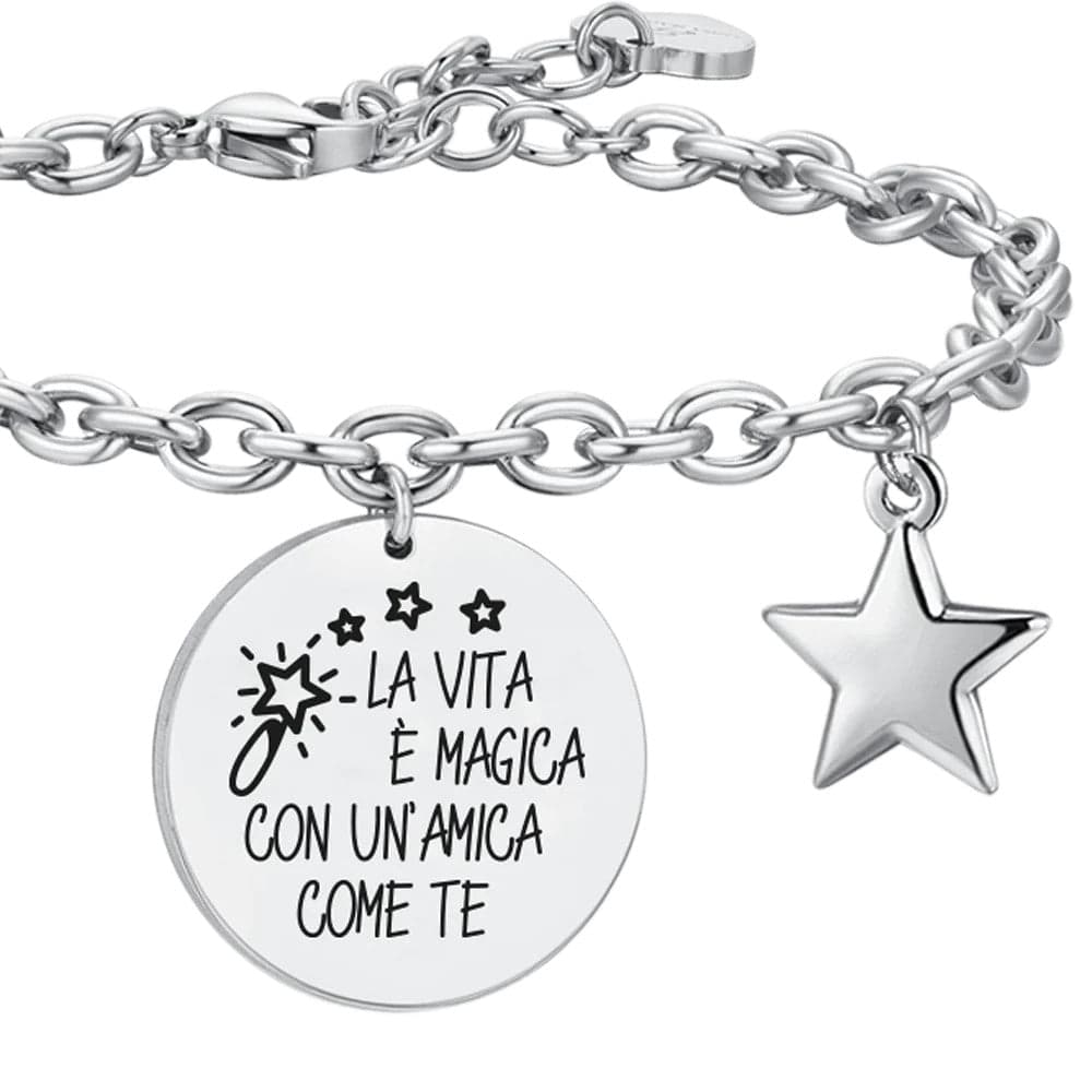 Luca Barra - BRACCIALE DONNA IN ACCIAIO LA VITA E' MAGICA in Bracciali Alba Gioielli - Casoria, commercioVirtuoso.it