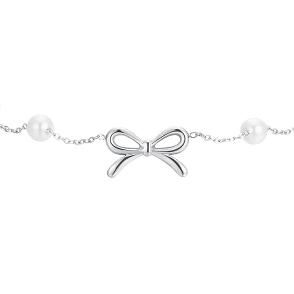 Luca Barra - BRACCIALE DONNA IN ACCIAIO PERLE E FIOCCO in Bracciali Alba Gioielli - Casoria, commercioVirtuoso.it
