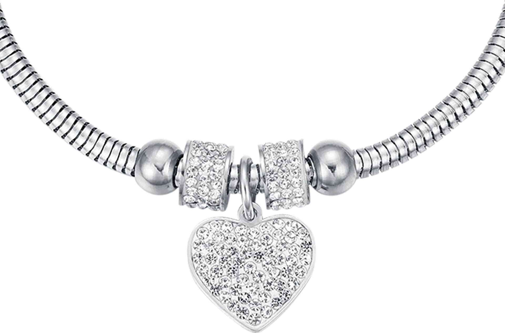 Luca Barra - BRACCIALE DONNA IN ACCIAIO CON CUORE E CRISTALLI BIANCHI in Bracciali Alba Gioielli - Casoria, commercioVirtuoso.it