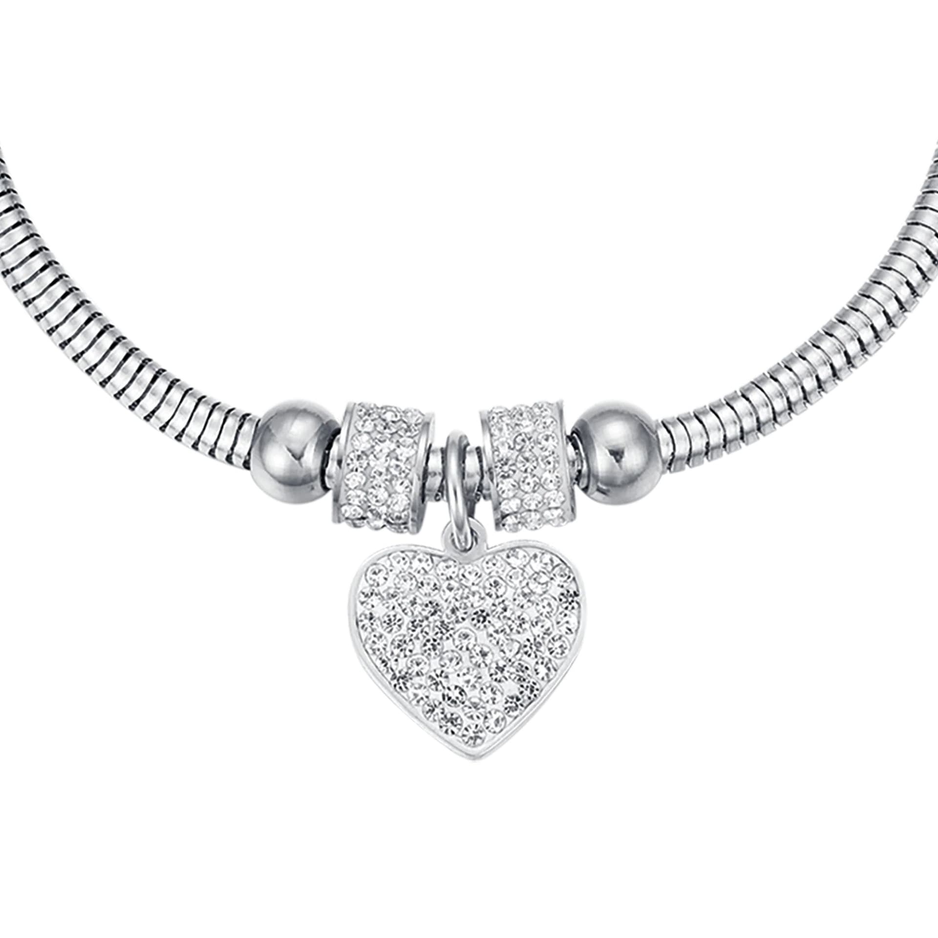 Luca Barra - BRACCIALE DONNA IN ACCIAIO CON CUORE E CRISTALLI BIANCHI in Bracciali Alba Gioielli - Casoria, commercioVirtuoso.it