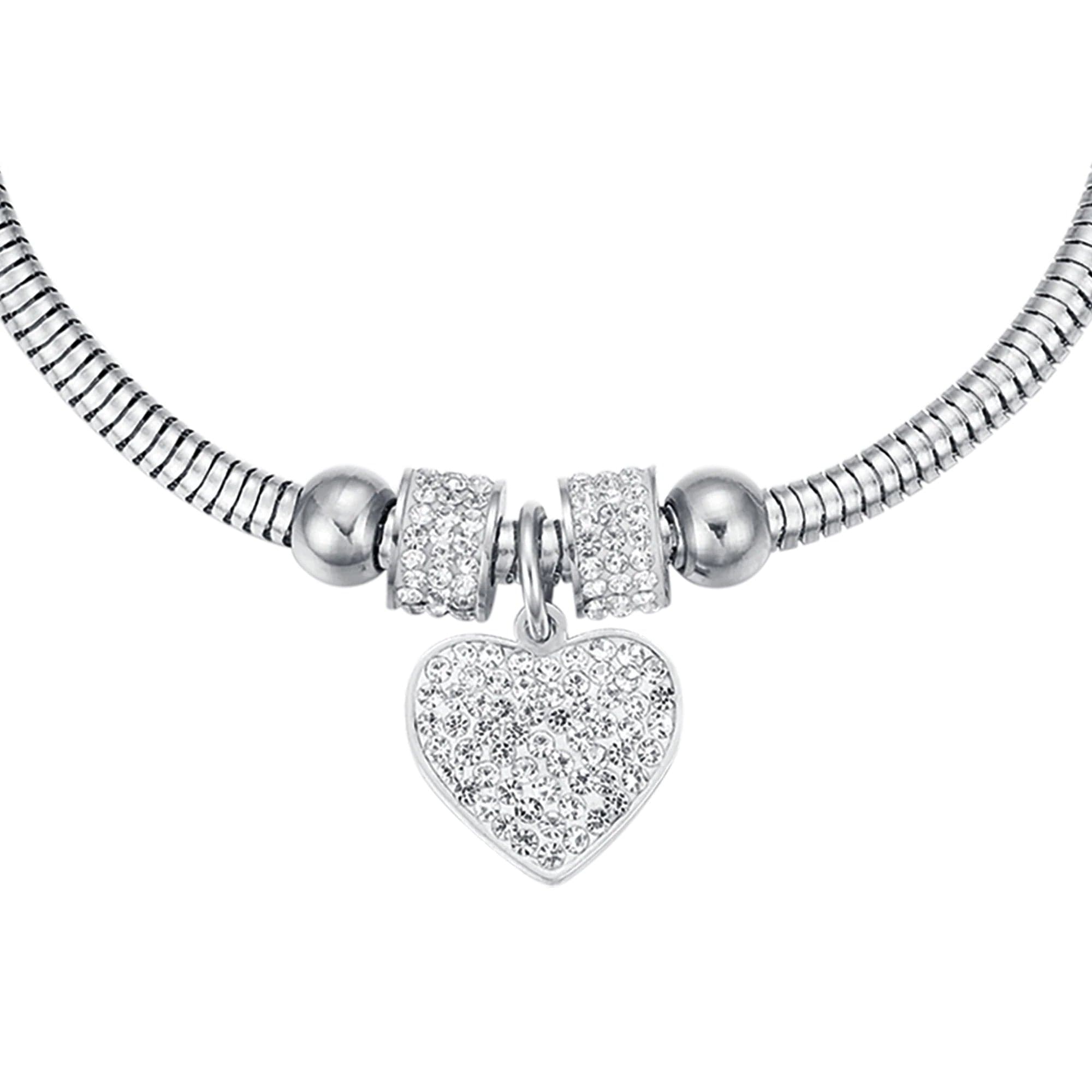 Luca Barra - BRACCIALE DONNA IN ACCIAIO CON CUORE E CRISTALLI BIANCHI in Bracciali Alba Gioielli - Casoria, commercioVirtuoso.it