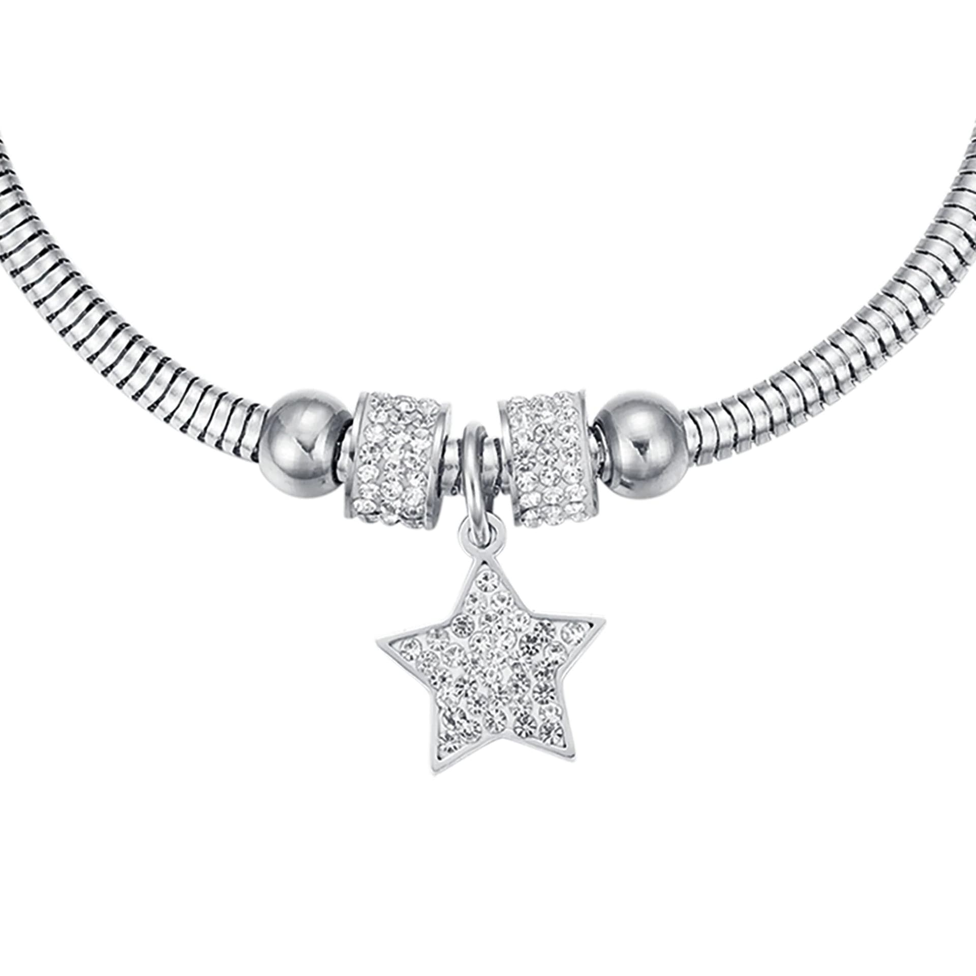 Luca Barra -  BRACCIALE DONNA IN ACCIAIO STELLA CON CRISTALLI BIANCHI in Bracciali Alba Gioielli - Casoria, commercioVirtuoso.it