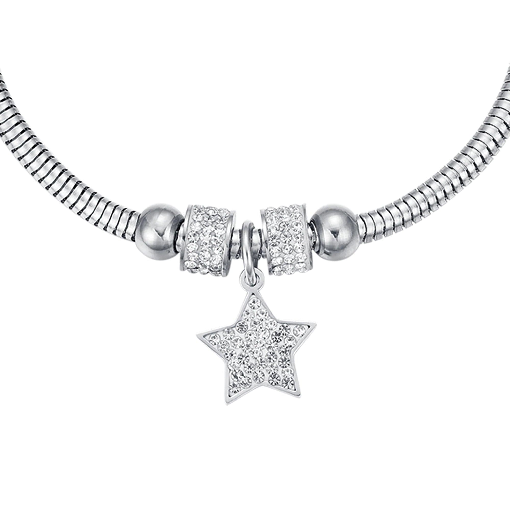Luca Barra -  BRACCIALE DONNA IN ACCIAIO STELLA CON CRISTALLI BIANCHI in Bracciali Alba Gioielli - Casoria, commercioVirtuoso.it