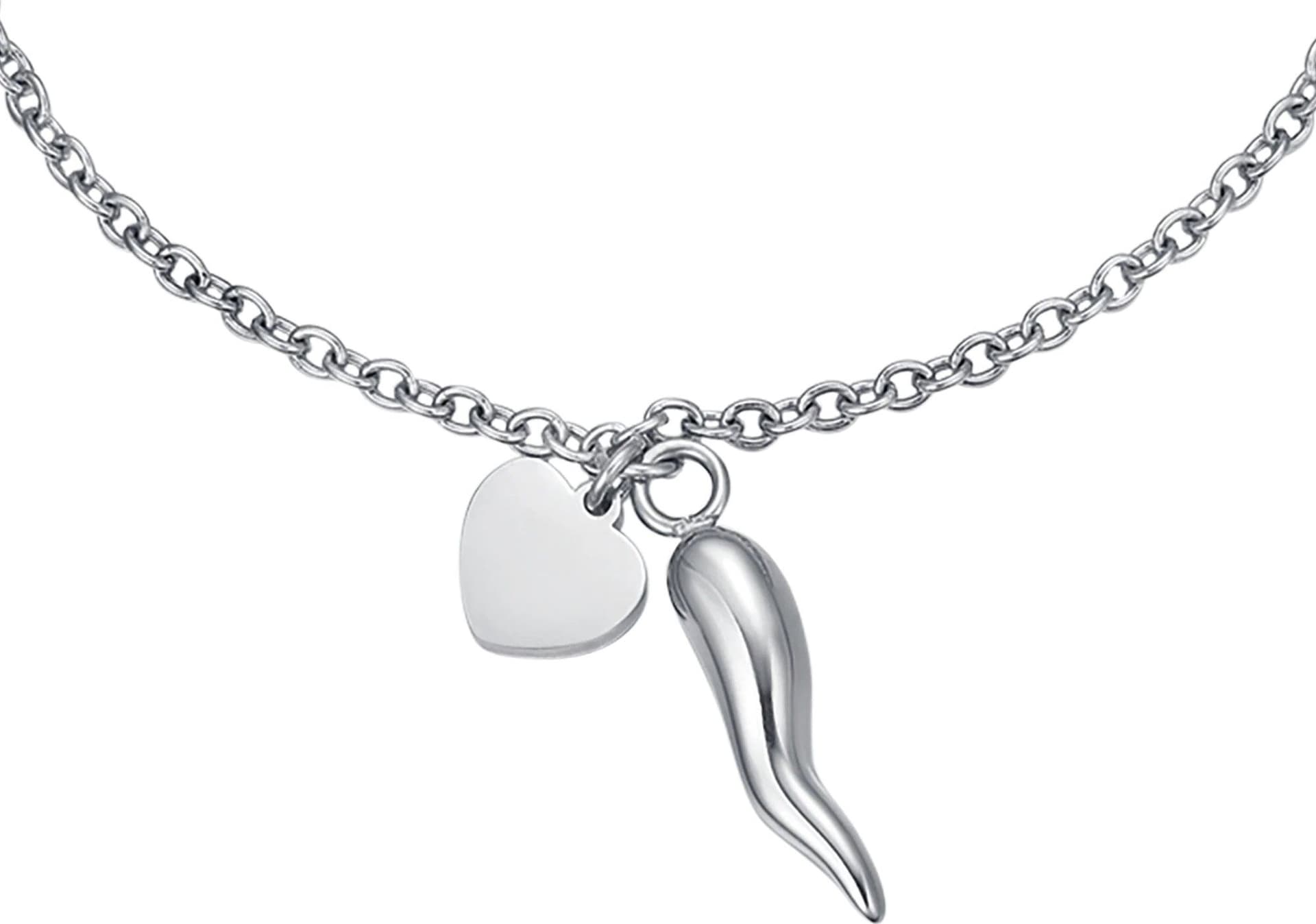 Luca Barra -  BRACCIALE DONNA IN ACCIAIO CON CUORE E CORNO in Bracciali Alba Gioielli - Casoria, commercioVirtuoso.it