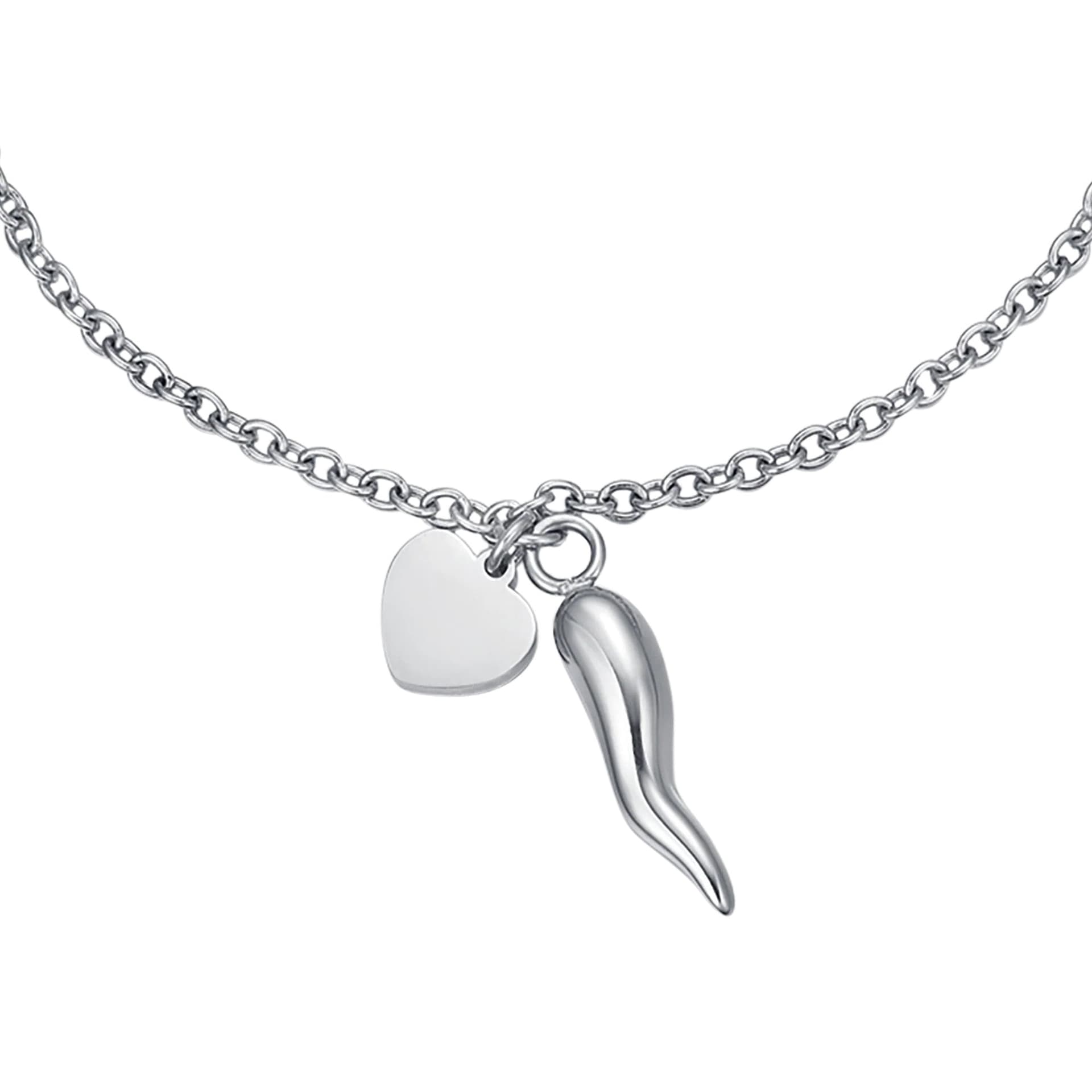 Luca Barra -  BRACCIALE DONNA IN ACCIAIO CON CUORE E CORNO in Bracciali Alba Gioielli - Casoria, commercioVirtuoso.it