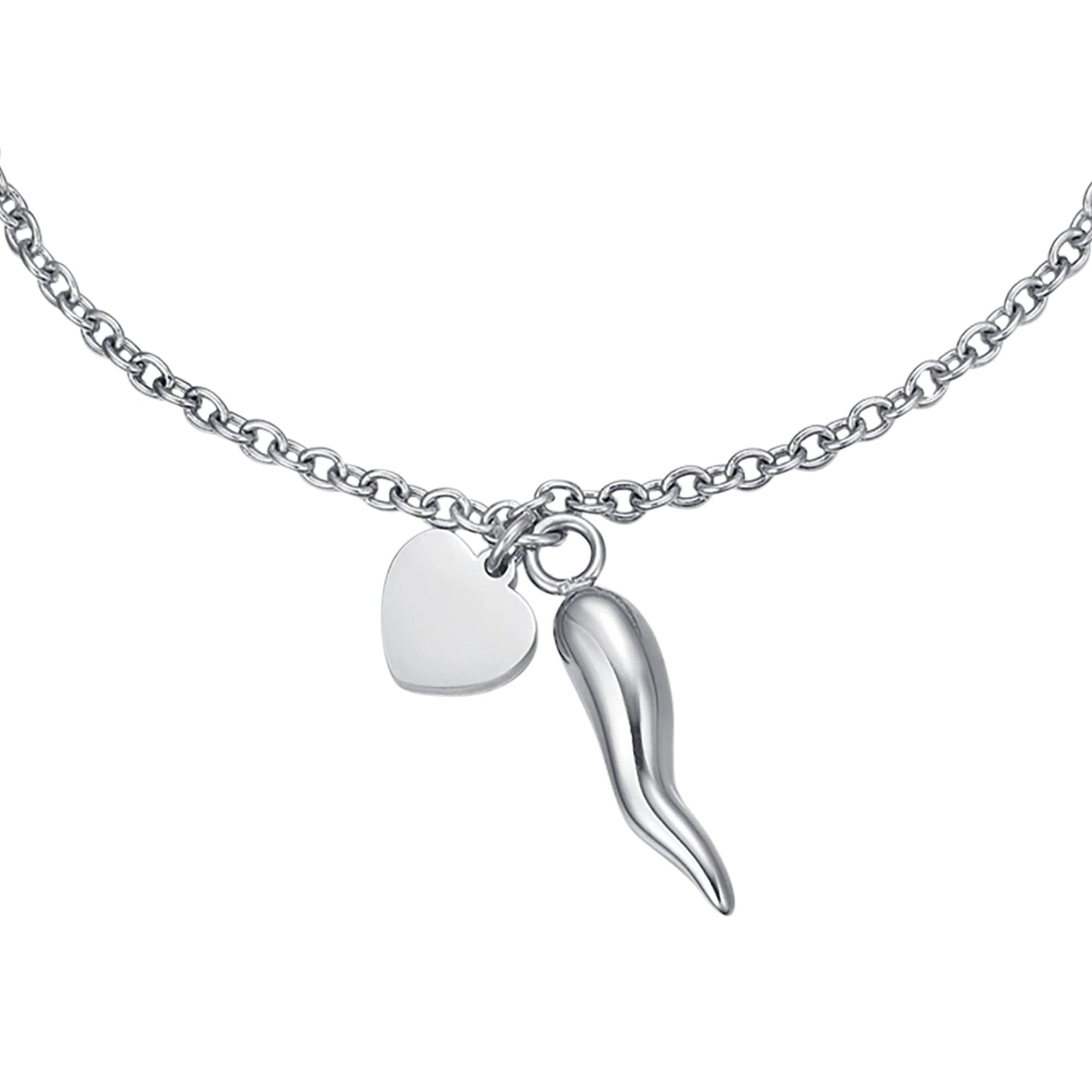 Luca Barra -  BRACCIALE DONNA IN ACCIAIO CON CUORE E CORNO in Bracciali Alba Gioielli - Casoria, commercioVirtuoso.it