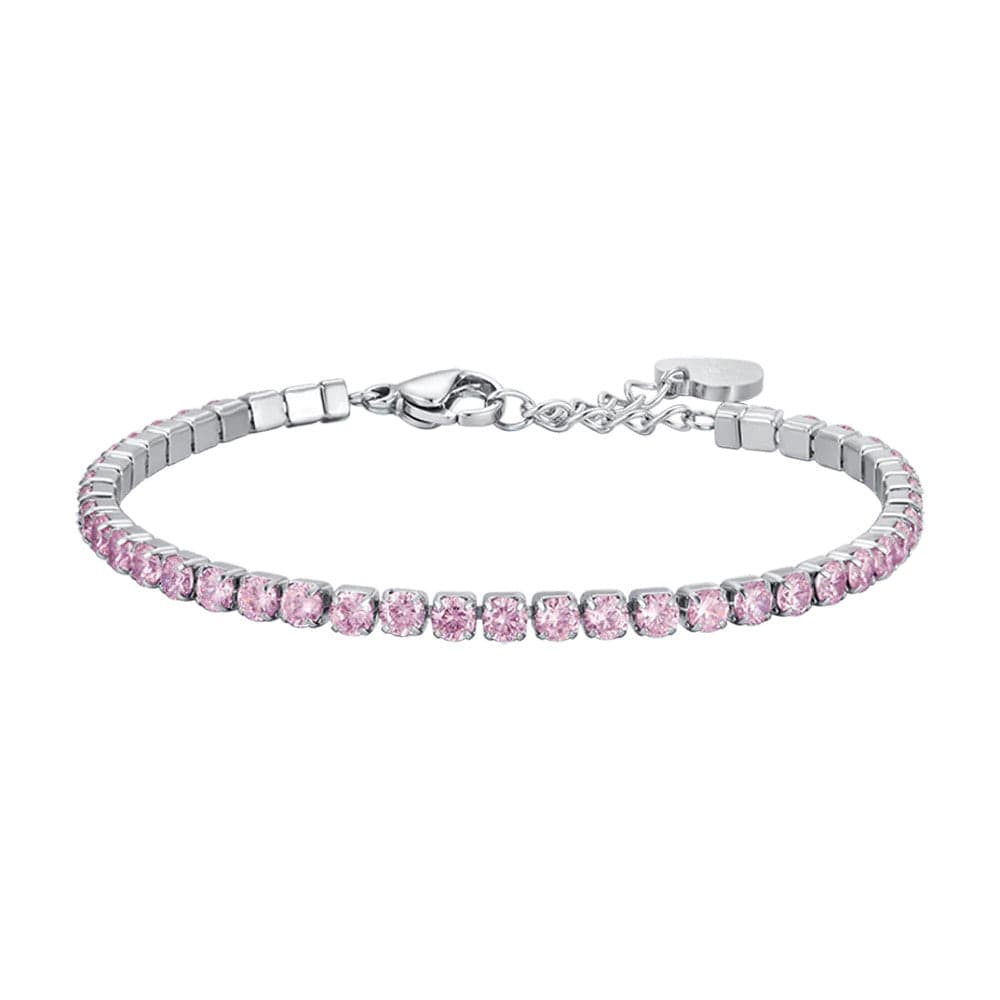 Luca Barra -  BRACCIALE TENNIS DONNA IN ACCIAIO CON CRISTALLI ROSA in Bracciali Alba Gioielli - Casoria, commercioVirtuoso.it