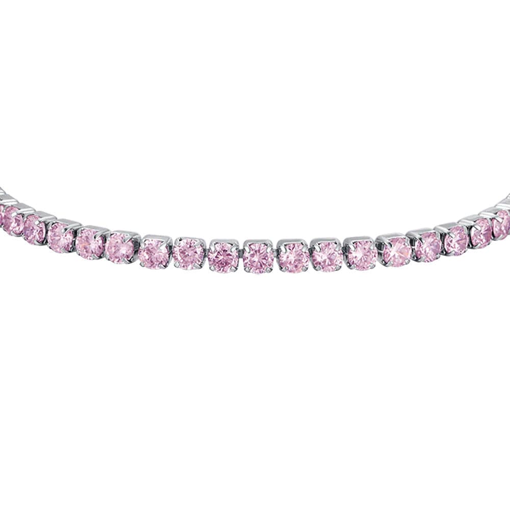 Luca Barra -  BRACCIALE TENNIS DONNA IN ACCIAIO CON CRISTALLI ROSA in Bracciali Alba Gioielli - Casoria, commercioVirtuoso.it