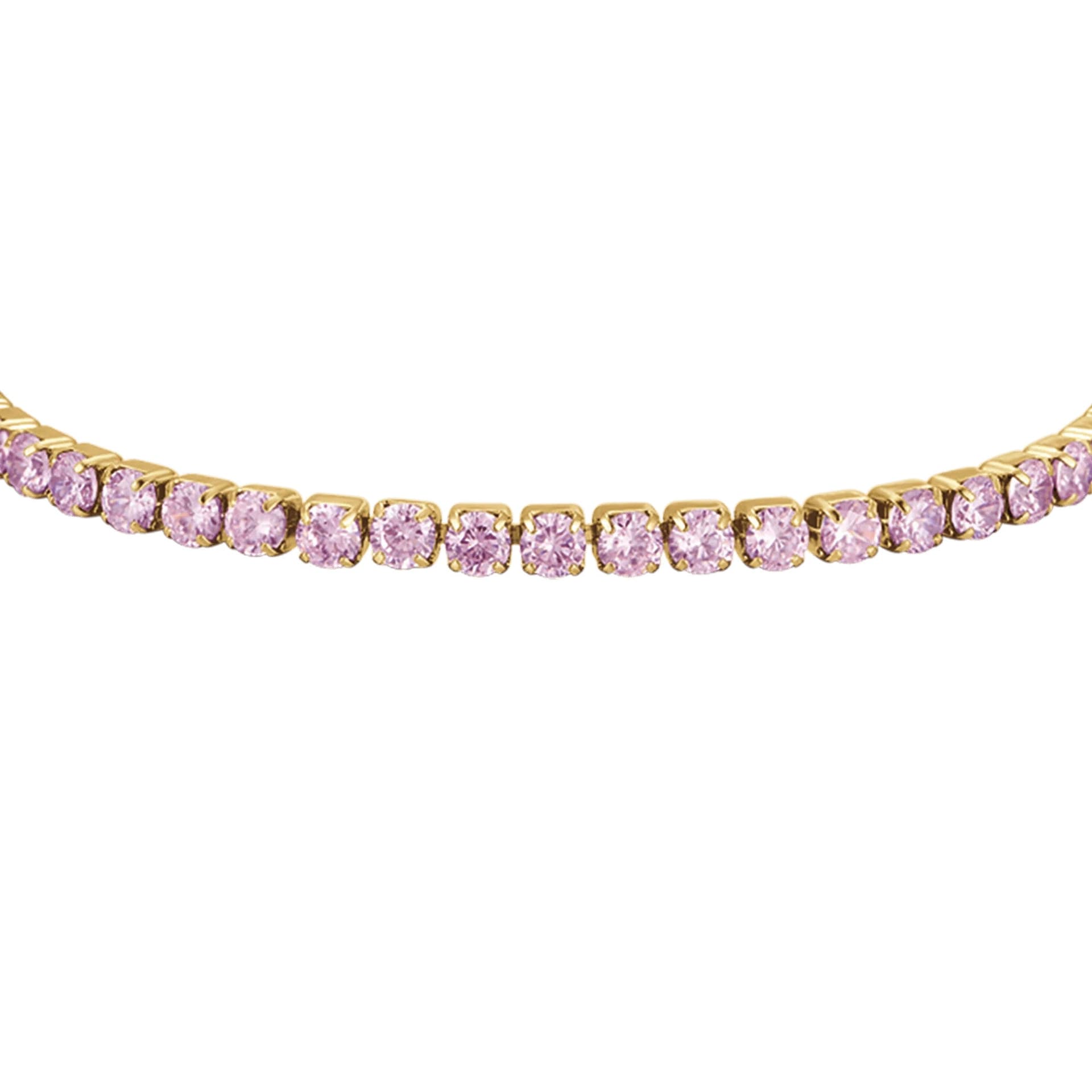 Luca Barra -  BRACCIALE TENNIS DONNA IN ACCIAIO IP GOLD CON CRISTALLI ROSA in Bracciali Alba Gioielli - Casoria, commercioVirtuoso.it