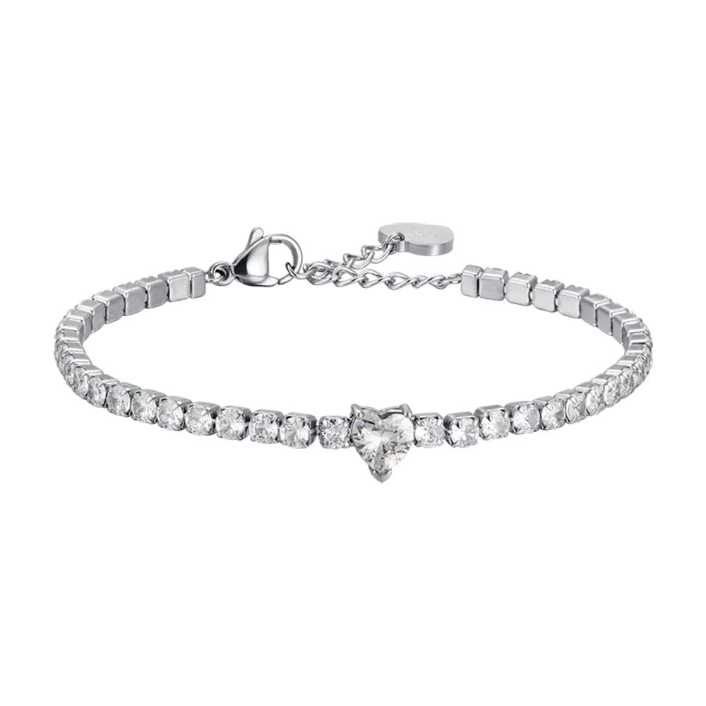 Luca Barra -  BRACCIALE DONNA IN ACCIAIO CON CRISTALLI BIANCHI E CUORE CRISTALLO