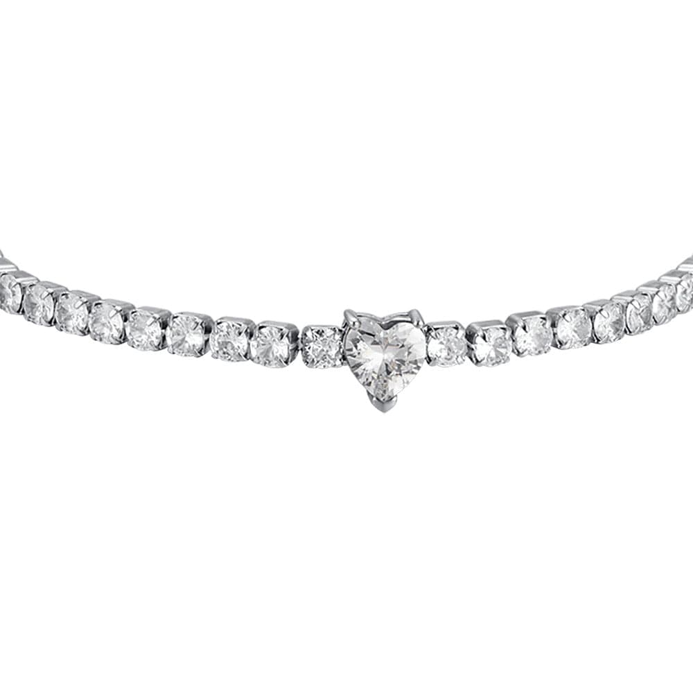 Luca Barra -  BRACCIALE DONNA IN ACCIAIO CON CRISTALLI BIANCHI E CUORE CRISTALLO in Bracciali Alba Gioielli - Casoria, commercioVirtuoso.it
