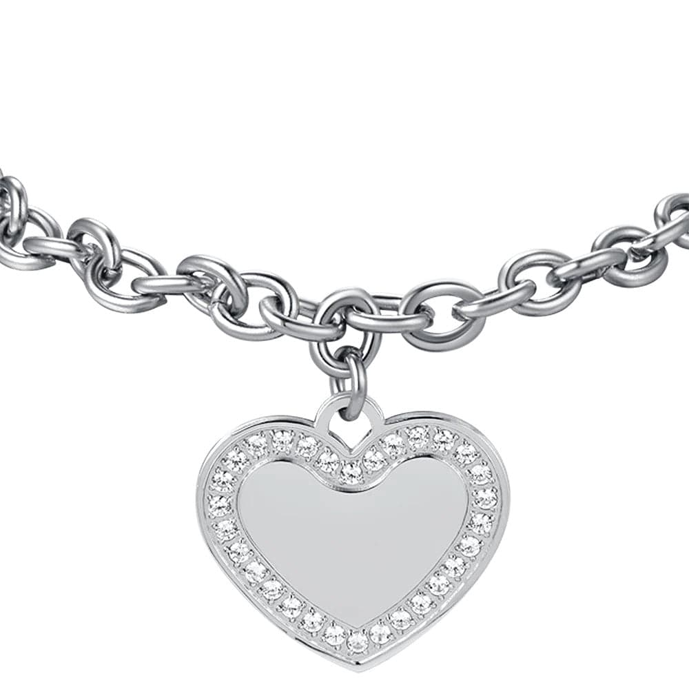 Luca Barra - BRACCIALE DONNA IN ACCIAIO CON CUORE CON CRISTALLI BIANCHI in Bracciali Alba Gioielli - Casoria, commercioVirtuoso.it