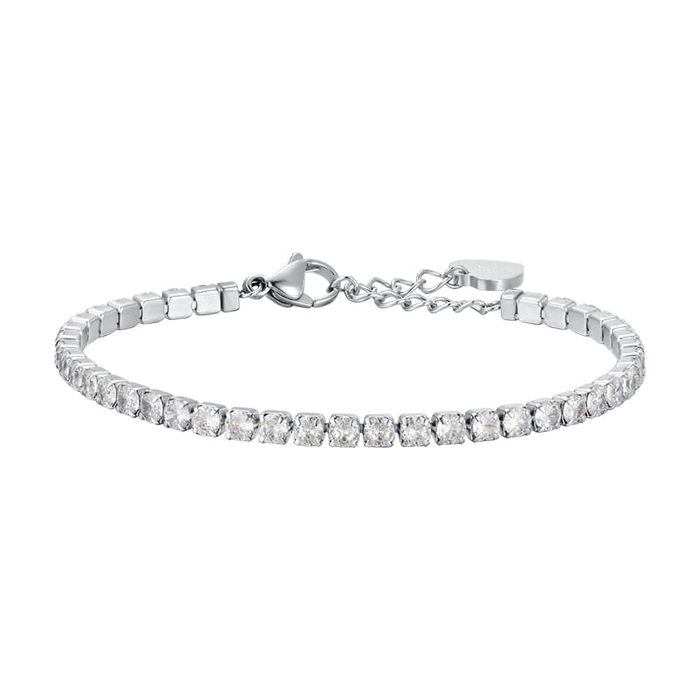 Luca Barra -  BRACCIALE TENNIS DONNA IN ACCIAIO CON CRISTALLI BIANCHI DA 4 MM