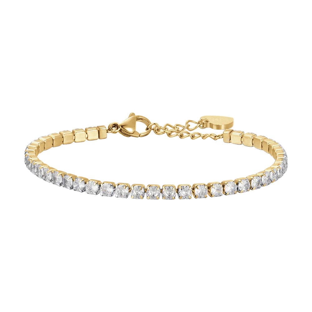 Luca Barra -  BRACCIALE TENNIS DONNA IN ACCIAIO CON CRISTALLI BIANCHI DA 4 MM in Bracciali Alba Gioielli - Casoria, commercioVirtuoso.it