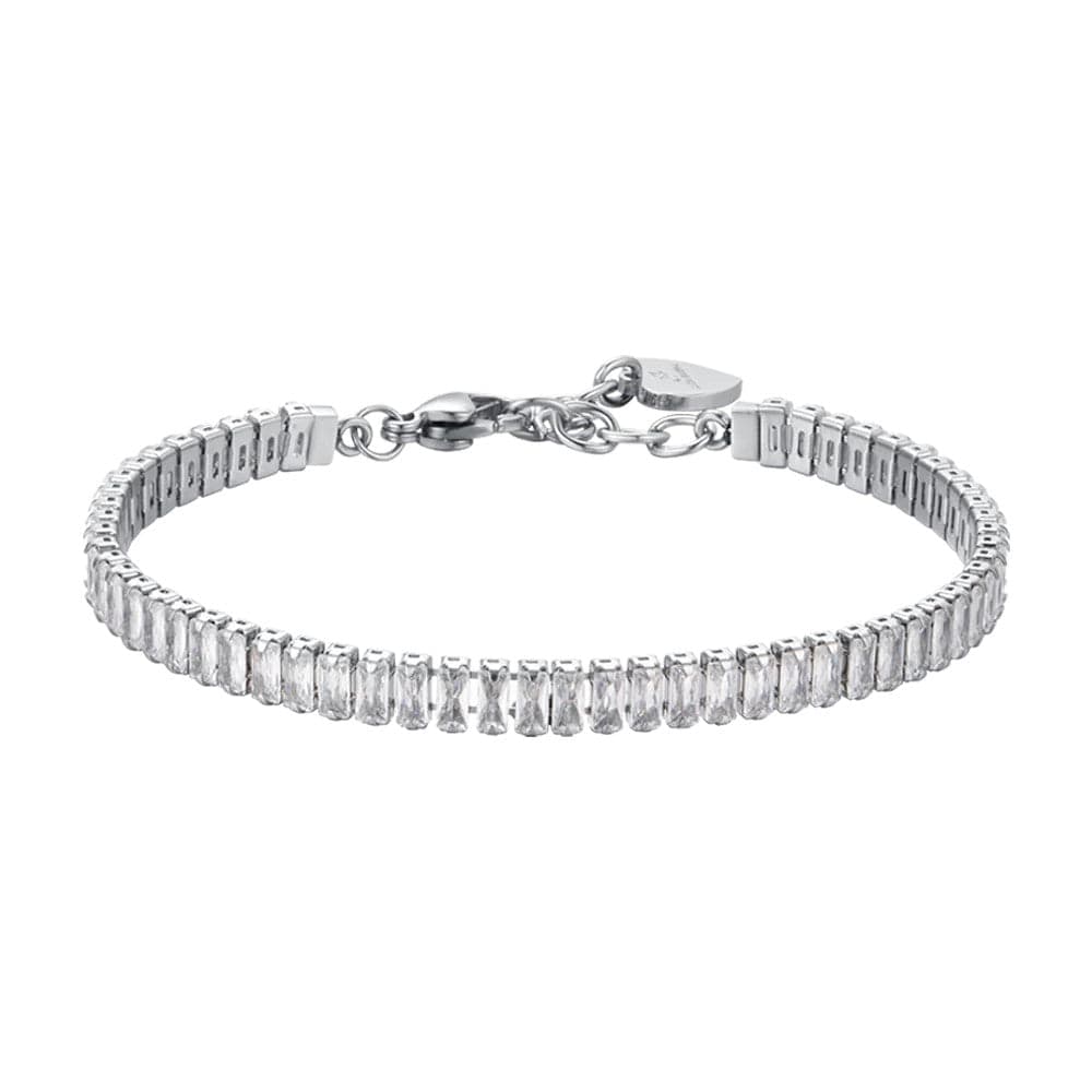 Luca Barra -  BRACCIALE TENNIS DONNA IN ACCIAIO CON CRISTALLI BAGUETTE BIANCHI