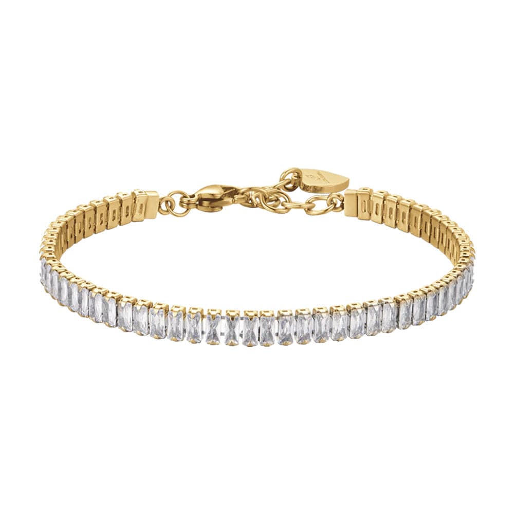 Luca Barra -  BRACCIALE TENNIS DONNA IN ACCIAIO CON CRISTALLI BAGUETTE BIANCHI