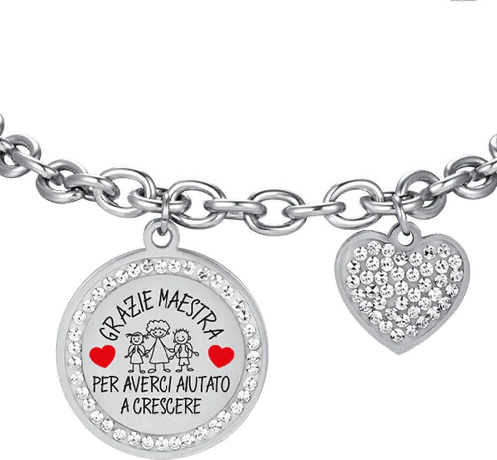 Luca Barra - BRACCIALE DONNA IN ACCIAIO GRAZIE MAESTRA PER AVERCI AIUTATO A CRESCERE in Bracciali Alba Gioielli - Casoria, commercioVirtuoso.it