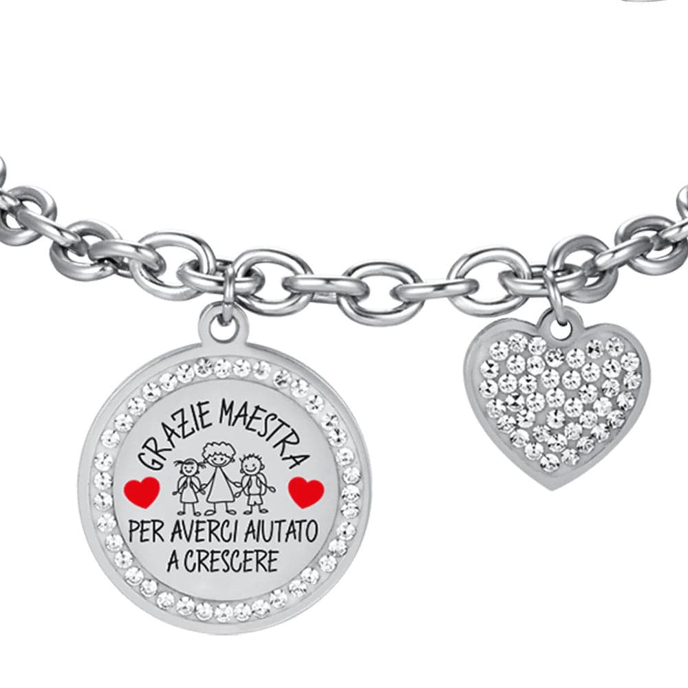 Luca Barra - BRACCIALE DONNA IN ACCIAIO GRAZIE MAESTRA PER AVERCI AIUTATO A CRESCERE in Bracciali Alba Gioielli - Casoria, commercioVirtuoso.it
