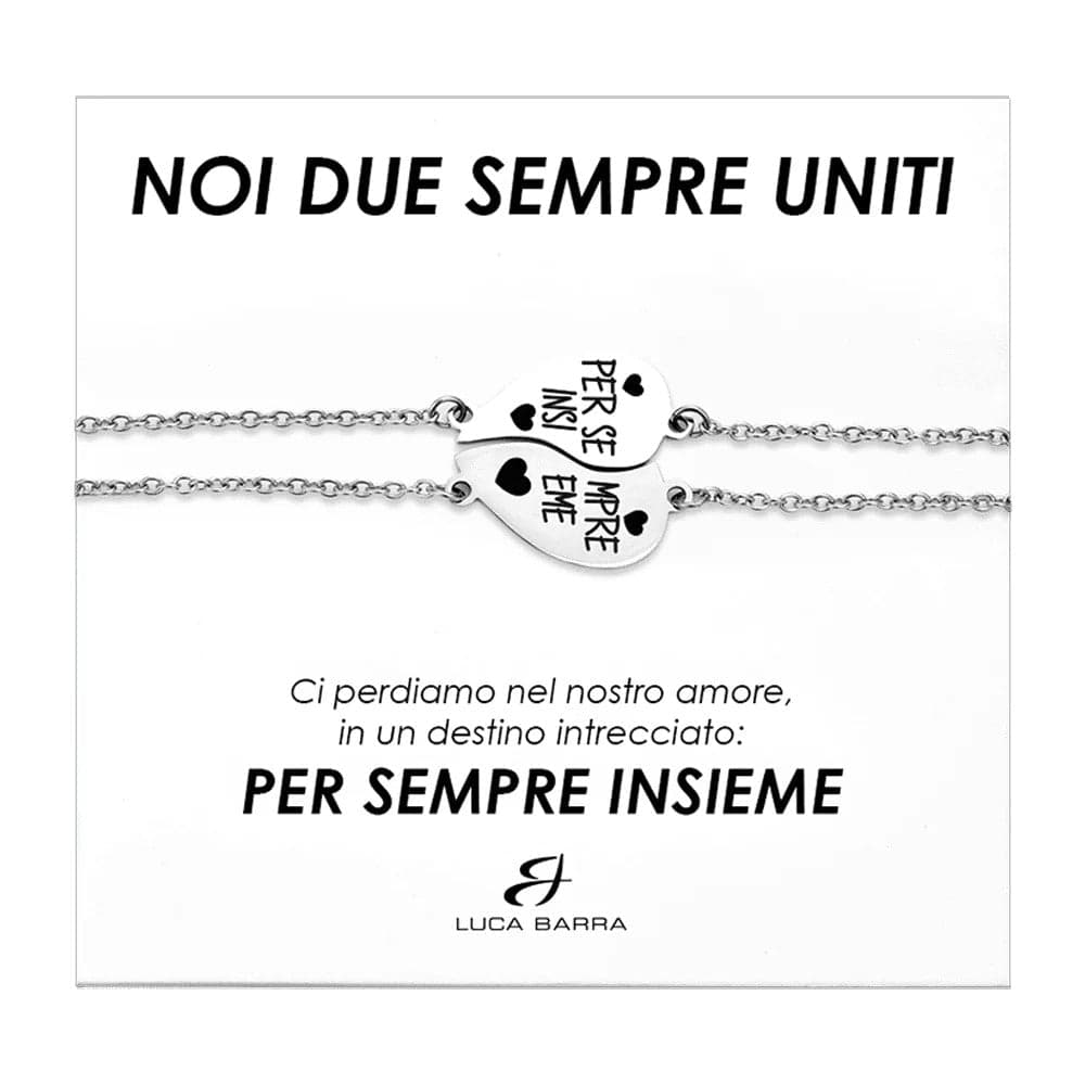 Luca Barra -  BRACCIALI COPPIA IN ACCIAIO MEZZO CUORE PER SEMPRE INSIEME in Bracciali Alba Gioielli - Casoria, commercioVirtuoso.it