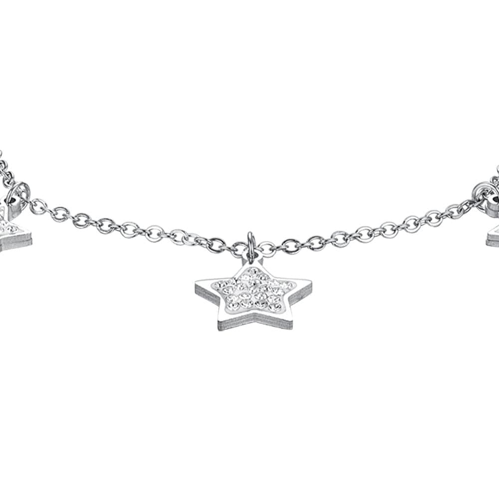 Luca Barra -  BRACCIALE DONNA IN ACCIAIO STELLE CON CRISTALLI BIANCHI in Bracciali Alba Gioielli - Casoria, commercioVirtuoso.it