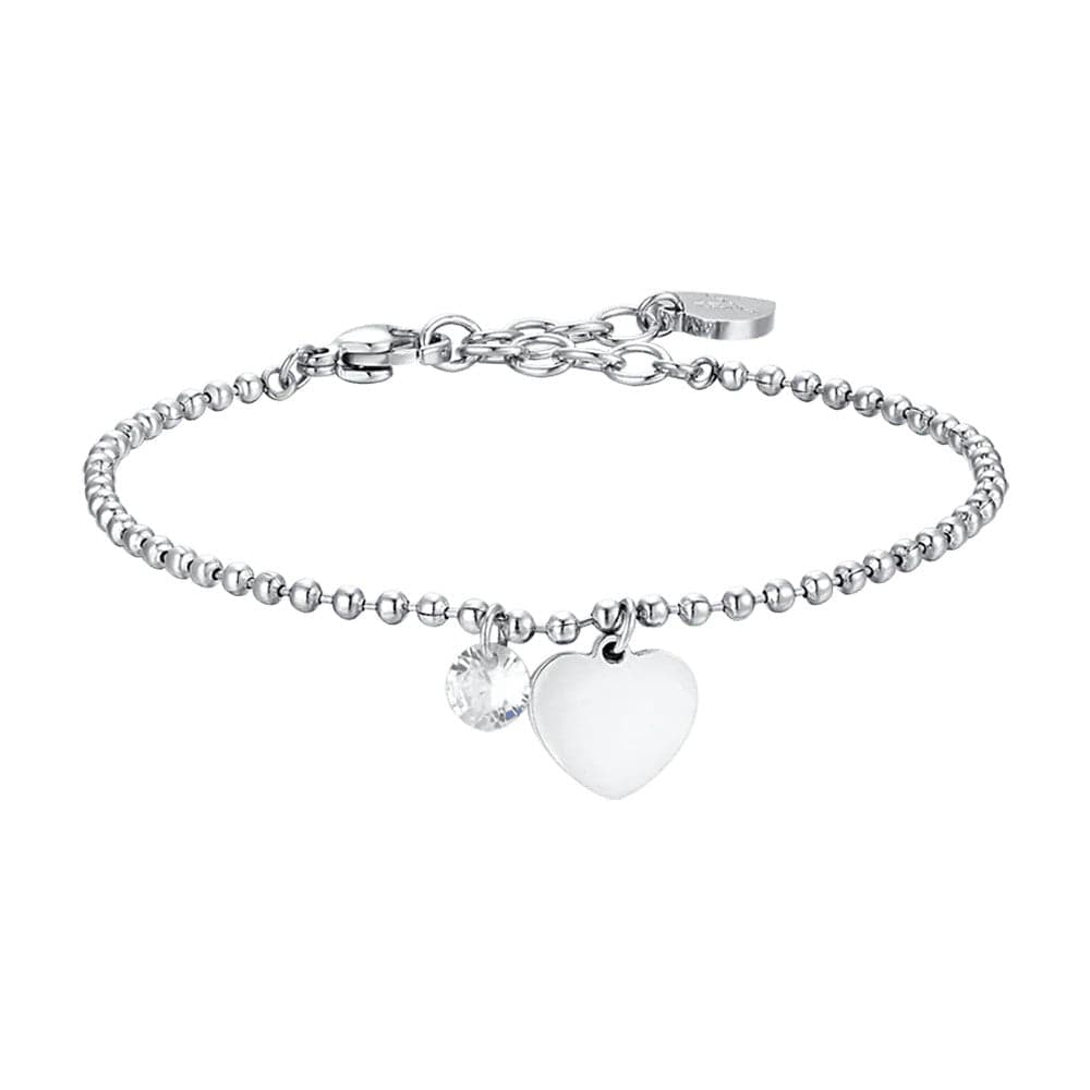 Luca Barra -  BRACCIALE DONNA IN ACCIAIO CON CUORE E ZIRCONE BIANCO