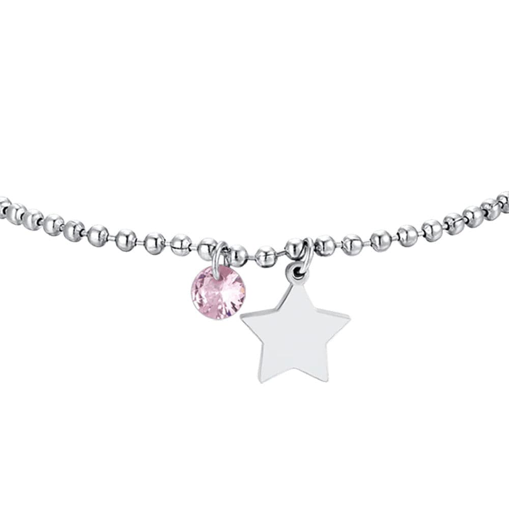Luca Barra - BRACCIALE DONNA IN ACCIAIO CON STELLA E ZIRCONE ROSA in Bracciali Alba Gioielli - Casoria, commercioVirtuoso.it