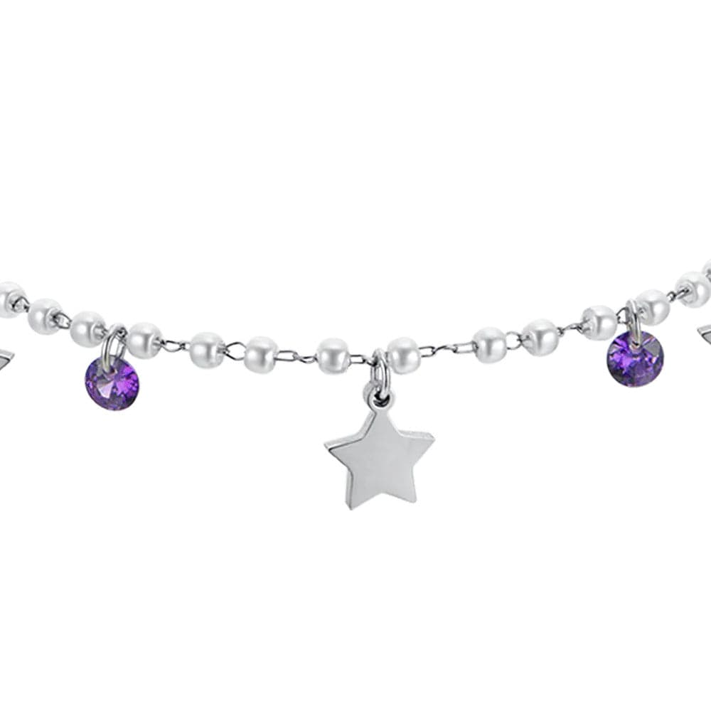 Luca Barra -  BRACCIALE DONNA IN ACCIAIO PERLE CON STELLE in Bracciali Alba Gioielli - Casoria, commercioVirtuoso.it