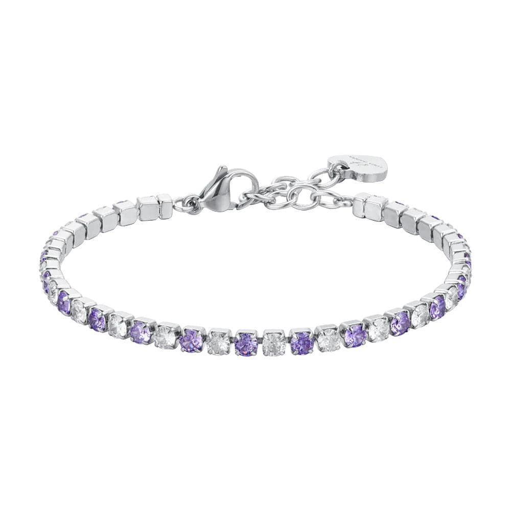 Luca Barra - BRACCIALE TENNIS DONNA CRISTALLI VIOLA E BIANCHI in Bracciali Alba Gioielli - Casoria, commercioVirtuoso.it