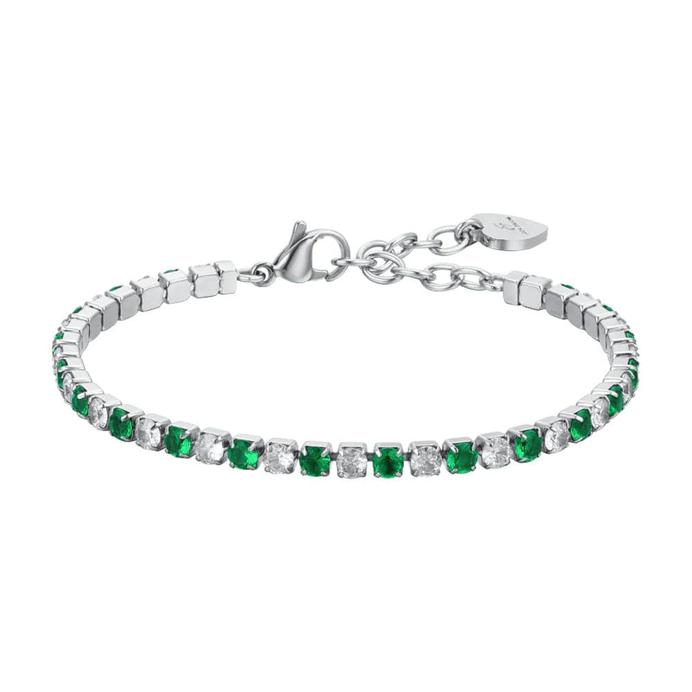 Luca Barra - BRACCIALE TENNIS DONNA CRISTALLI VERDI E BIANCHI in Bracciali Alba Gioielli - Casoria, commercioVirtuoso.it