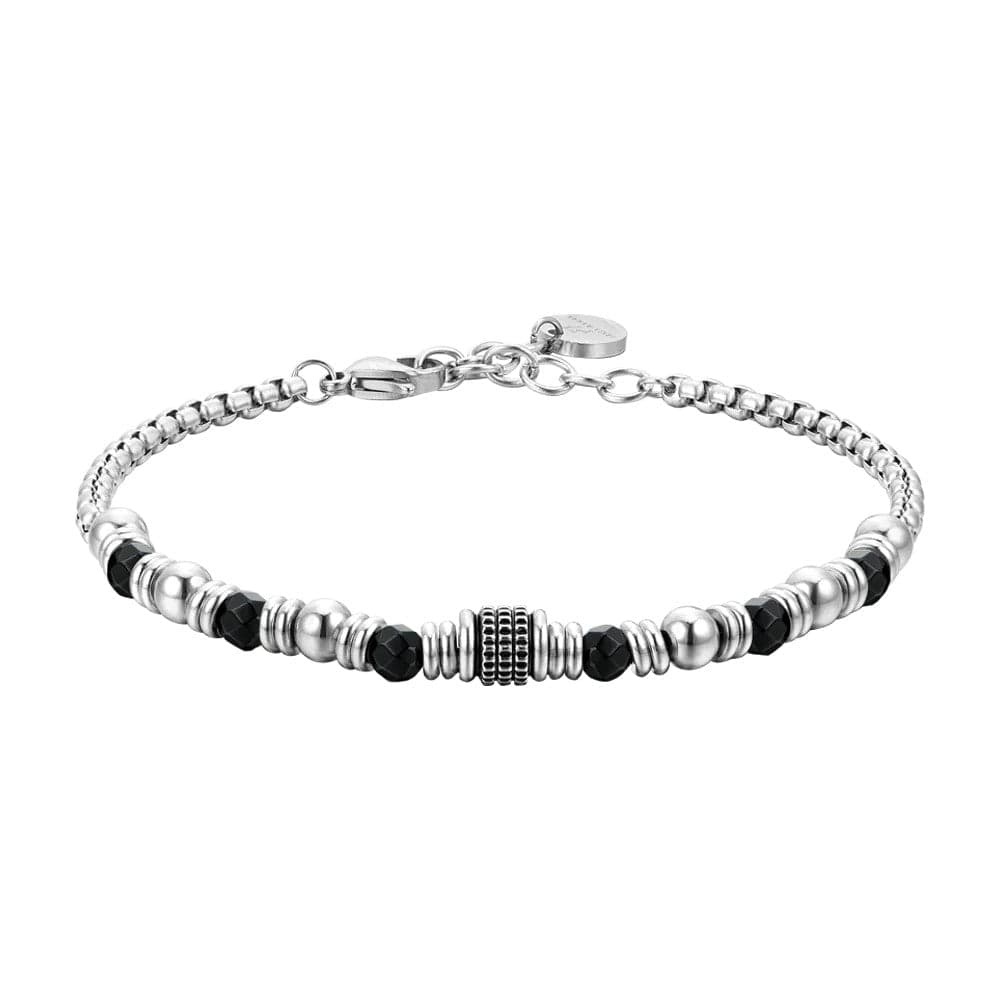 Luca Barra  -  BRACCIALE UOMO IN ACCIAIO AGATA NERA ED ELEMENTI in Bracciali Alba Gioielli - Casoria, commercioVirtuoso.it