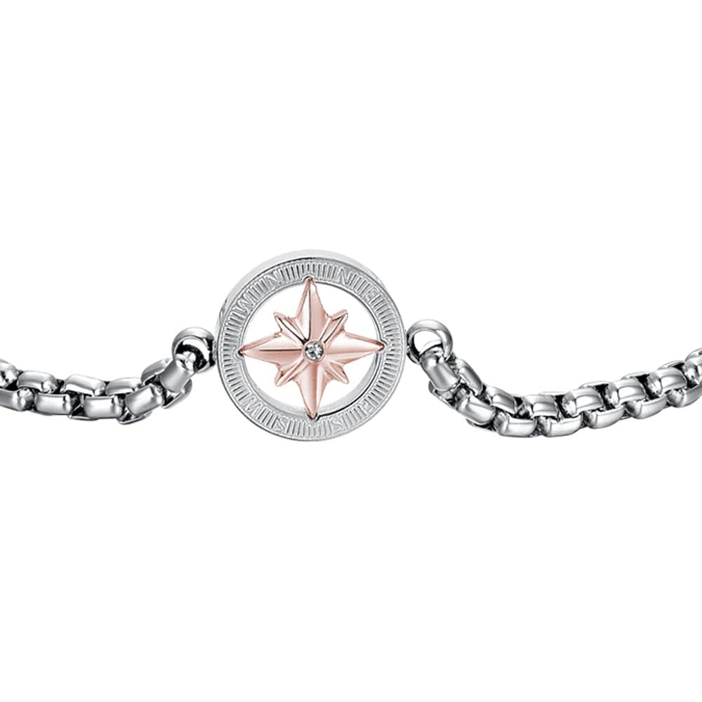 Luca Barra  -  BRACCIALE UOMO IN ACCIAIO CON ROSA DEI VENTI IP ROSE in Bracciali Alba Gioielli - Casoria, commercioVirtuoso.it