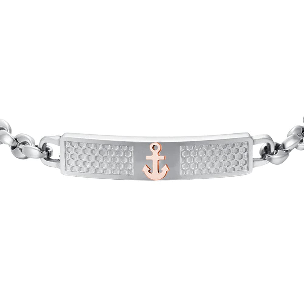 Luca Barra  -  BRACCIALE UOMO IN ACCIAIO CON ANCORA IP ROSE in Bracciali Alba Gioielli - Casoria, commercioVirtuoso.it