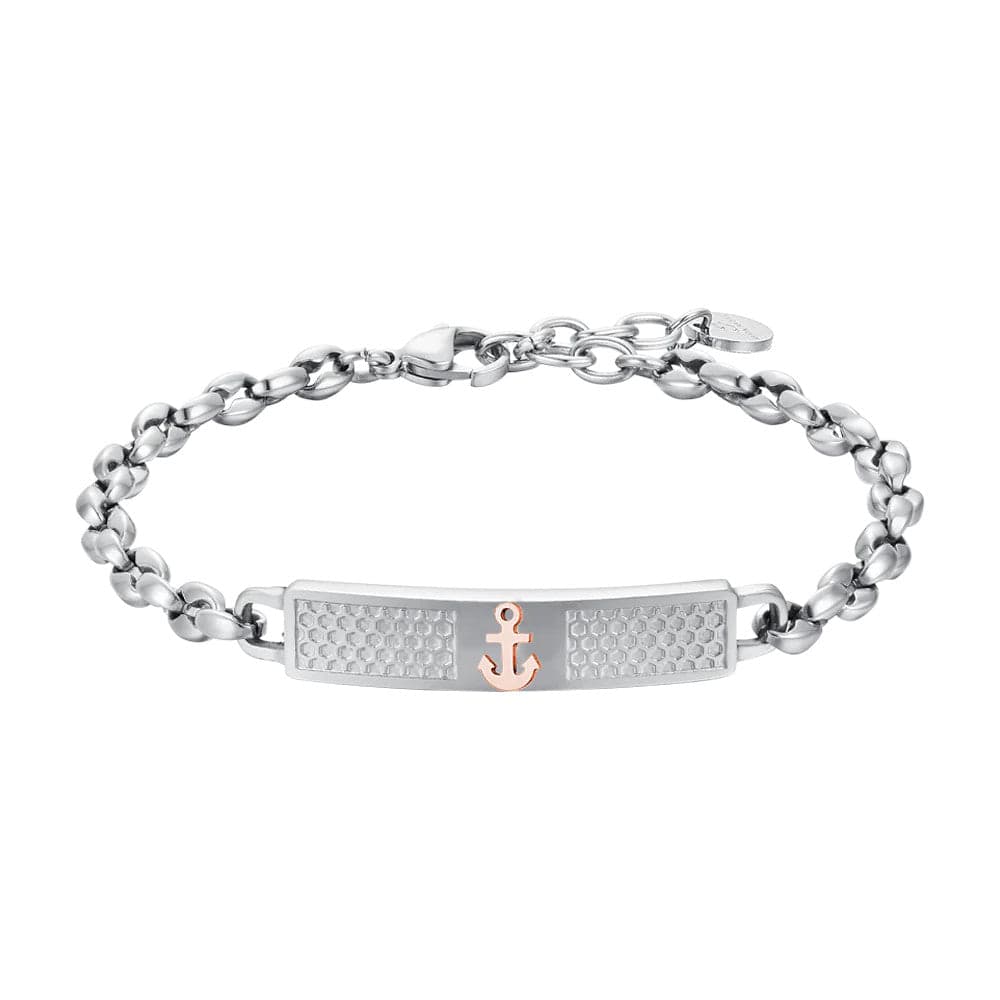 Luca Barra - BRACCIALE UOMO IN ACCIAIO CON ANCORA IP ROSE in Bracciali Alba Gioielli - Casoria, commercioVirtuoso.it