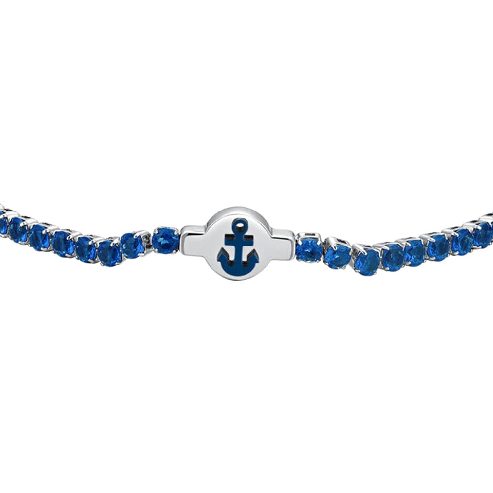 Luca Barra -  BRACCIALE TENNIS UOMO IN ACCIAIO ZIRCONI BLU in Bracciali Alba Gioielli - Casoria, commercioVirtuoso.it