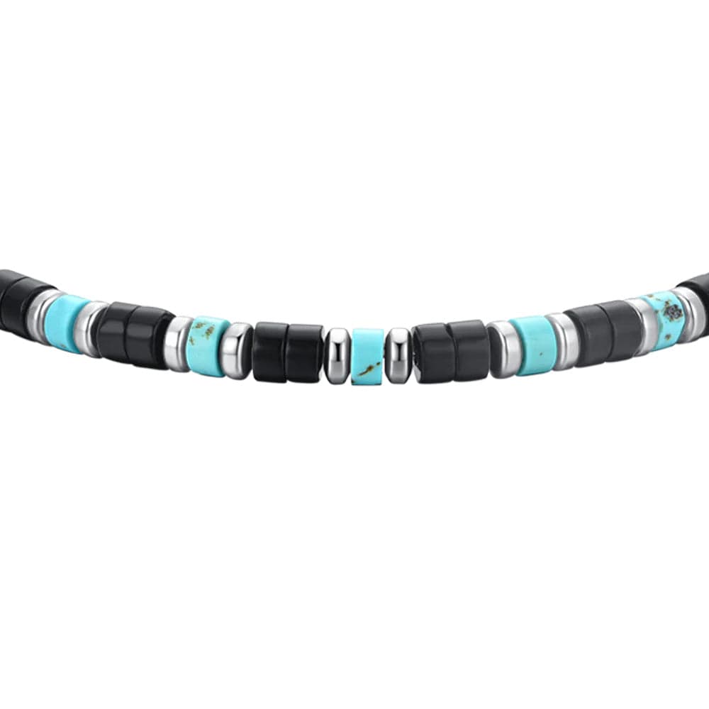Luca Barra -  BRACCIALE UOMO IN ACCIAIO PIETRE AGATA E TURCHESI in Bracciali Alba Gioielli - Casoria, commercioVirtuoso.it