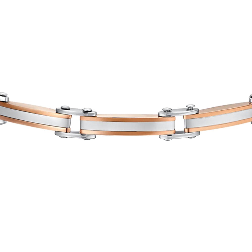 Luca Barra -  BRACCIALE UOMO IN ACCIAIO ELEMENTI IN ACCIAIO IP ROSE GOLD in Bracciali Alba Gioielli - Casoria, commercioVirtuoso.it