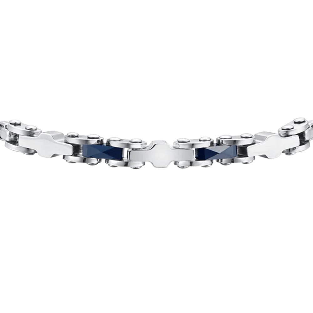Luca Barra -  BRACCIALE UOMO IN ACCIAIO CON CERAMICA BLU ED ELEMENTI in Bracciali Alba Gioielli - Casoria, commercioVirtuoso.it