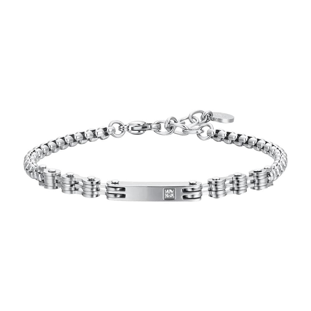 Luca Barra -  BRACCIALE UOMO IN ACCIAIO PIASTRA E ZIRCONE in Bracciali Alba Gioielli - Casoria, commercioVirtuoso.it