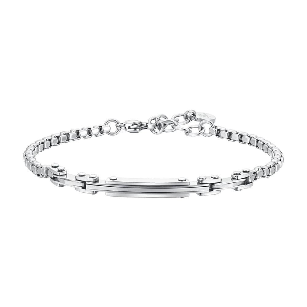 Luca Barra -  BRACCIALE UOMO IN ACCIAIO PIASTRA ED ELEMENTI in Bracciali Alba Gioielli - Casoria, commercioVirtuoso.it