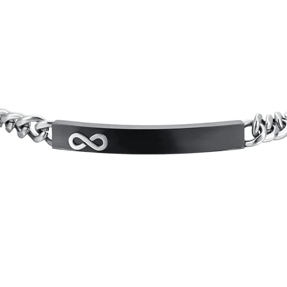 Luca Barra -  BRACCIALE UOMO IN ACCIAIO PIASTRA IP BLACK CON INFINITO in Bracciali Alba Gioielli - Casoria, commercioVirtuoso.it
